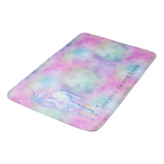 Roze Aqua Paarse Witte Eenhoorn Sparkle Badmat (Gekanteld)