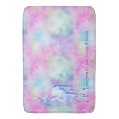 Roze Aqua Paarse Witte Eenhoorn Sparkle Badmat (Voorkant Verticaal)