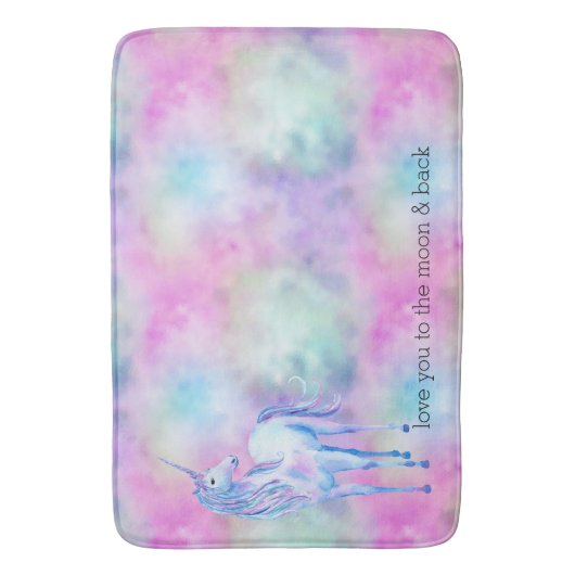 Roze Aqua Paarse Witte Eenhoorn Sparkle Badmat (Voorkant Verticaal)