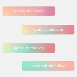 Roze Aqua Pastel Ombre Gradient Waterdicht Labels
