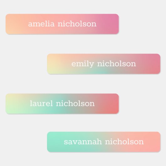 Roze Aqua Pastel Ombre Gradient Waterdicht Labels (Groep)