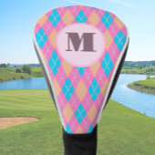 Roze Aqua preppy argyle custom monogram dames Golfheadcover