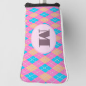 Roze Aqua preppy argyle custom monogram dames Golfheadcover (Draai 90)