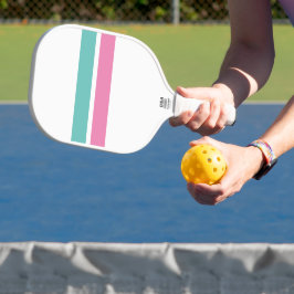  roze aqua racing strepen witte achtergrond pickleball paddle