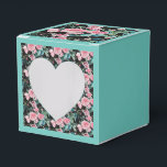 Roze Aqua Roos Floral Tea Party Cake for Box Bedankdoosjes<br><div class="desc">Shabby Chic Pink Aqua Roos Floral Tea Party Cake favor Boxes. Ontworpen van een van mijn waterverf schilderijen.</div>