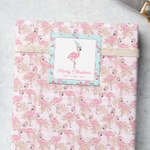 Roze & Aqua Santa Flamingo Beach Kerstcadeau