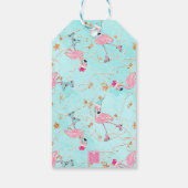 Roze & Aqua Santa Flamingo Beach Kerstmis Cadeaulabel (Achterkant)