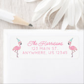 Roze & Aqua Santa Flamingo Kerstadres Etiket (Insitu)