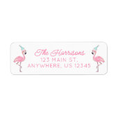 Roze & Aqua Santa Flamingo Kerstadres Etiket (Voorkant)