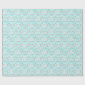 Roze & Aqua Schaatsen Flamingo's Kerstmis Cadeaupapier (Vlak)