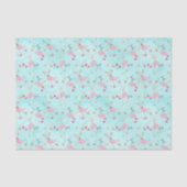 Roze & Aqua Schaatsen Flamingo's Kerstmis Tissuepapier (Voorkant)