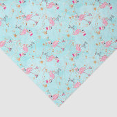 Roze & Aqua Schaatsen Flamingo's Kerstmis Tissuepapier (Detail)