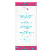 Roze, Aqua Swirls Bruiloft/Jubileum Menu Kaart (Achterkant)