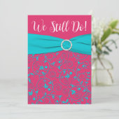 Roze, Aqua Swirls Jubileum Invitation Kaart (Staand voorkant)