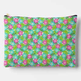 ROZE AQUA TROPISCHE HIBISCUSBLOEMEN & GROENE BLADE ETUI