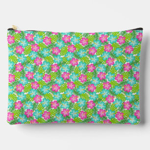 ROZE AQUA TROPISCHE HIBISCUSBLOEMEN & GROENE BLADE ETUI