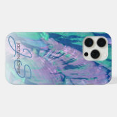 Roze Aqua Turquoise Blue Abalone Shell Patroon iPhone Hoesje (Achterkant horizontaal)