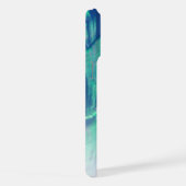 Roze Aqua Turquoise Blue Abalone Shell Patroon iPhone Hoesje (Rechterkant)