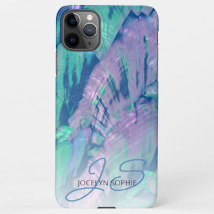 Roze Aqua Turquoise Blue Abalone Shell Patroon iPhone 11Pro Max Hoesje