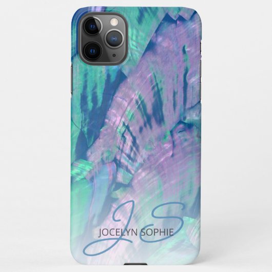 Roze Aqua Turquoise Blue Abalone Shell Patroon iPhone Hoesje (Achterkant)