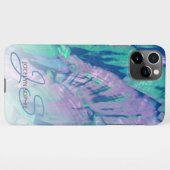 Roze Aqua Turquoise Blue Abalone Shell Patroon iPhone Hoesje (Achterkant horizontaal)