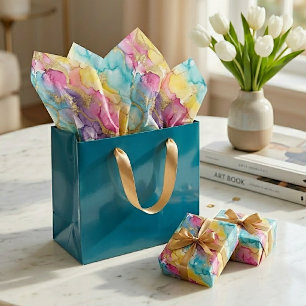 Roze Aqua Turquoise Geel Paars Goud Marmer Tissuepapier