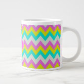 Roze Aqua Yellow Whirn Chevron Quatrefoil Monogram Grote Koffiekop (Rechts)