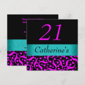 Roze aqua zwarte elegant bij elke leeftijdse vieri kaart (Voorkant / Achterkant)