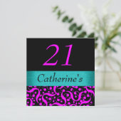 Roze aqua zwarte elegant bij elke leeftijdse vieri kaart (Staand voorkant)