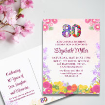 Roze Aquarel 80ste Verjaardagsfeest Viering