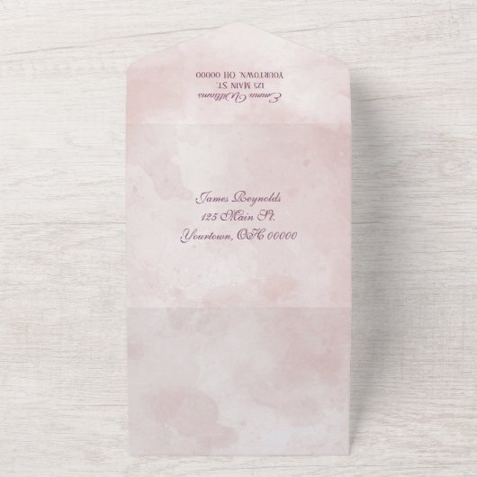 Roze Aquarel Abstract All In One Uitnodiging (Buitenkant)