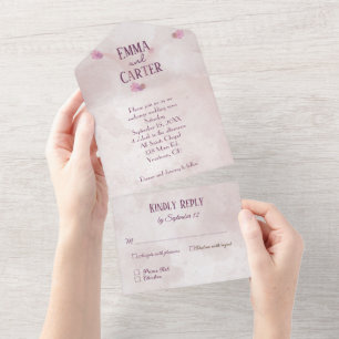 Roze Aquarel Abstract All In One Uitnodiging