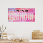 Roze Aquarel Abstracte Aangepaste Oneindige Kalend Poster (Keuken)