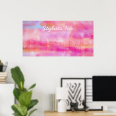 Roze Aquarel Abstracte Aangepaste Oneindige Kalend Poster (Thuiskantoor)