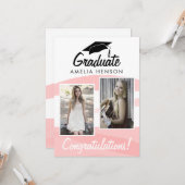 Roze Aquarel Afstudeercongratulaties 2 Foto Kaart (Voorkant / Achterkant in situ)