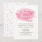 Roze Aquarel Baby Shower Uitnodiging (Voorkant / Achterkant)