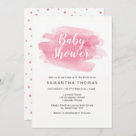 Roze Aquarel Baby Shower Uitnodiging