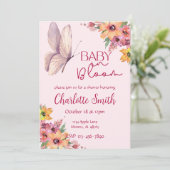 Roze Aquarel Baby Shower Uitnodiging (Staand voorkant)