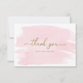 Roze Aquarel Bedankkaart Kaart (Achterkant)