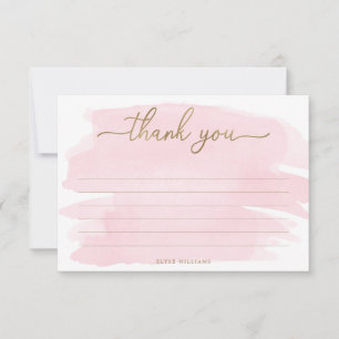 Roze Aquarel Bedankkaart Kaart