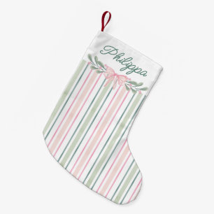 Roze Aquarel Bessen Boog Strepen Kerstmis Kleine Kerstsok