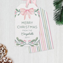 Roze Aquarel Bessen Strik Vrolijk Kerstfeest