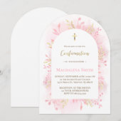 roze aquarel blad Bevestiging Kaart (Voorkant / Achterkant)