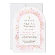 roze aquarel blad eerste heilige communie
