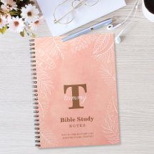 Roze Aquarel Bladeren Monogram Bijbelstudie