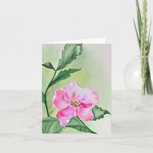 Roze aquarel bloem aanpasbaar kaart (Voorkant)