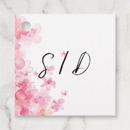Roze aquarel bloem bedankjes labels