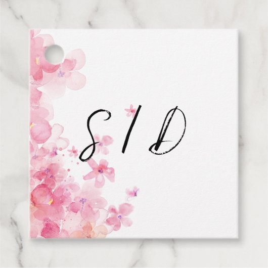 Roze aquarel bloem bedankjes labels (Voorkant)