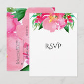 Roze Aquarel Bloem Bloem Chic Trouw RSVP Uitnodiging Briefkaart (Voorkant / Achterkant)