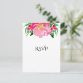 Roze Aquarel Bloem Bloem Chic Trouw RSVP Uitnodiging Briefkaart (Staand voorkant)